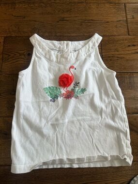 Janie and Jack Tropical Flamingo White Summer Tank Size Girls 5
